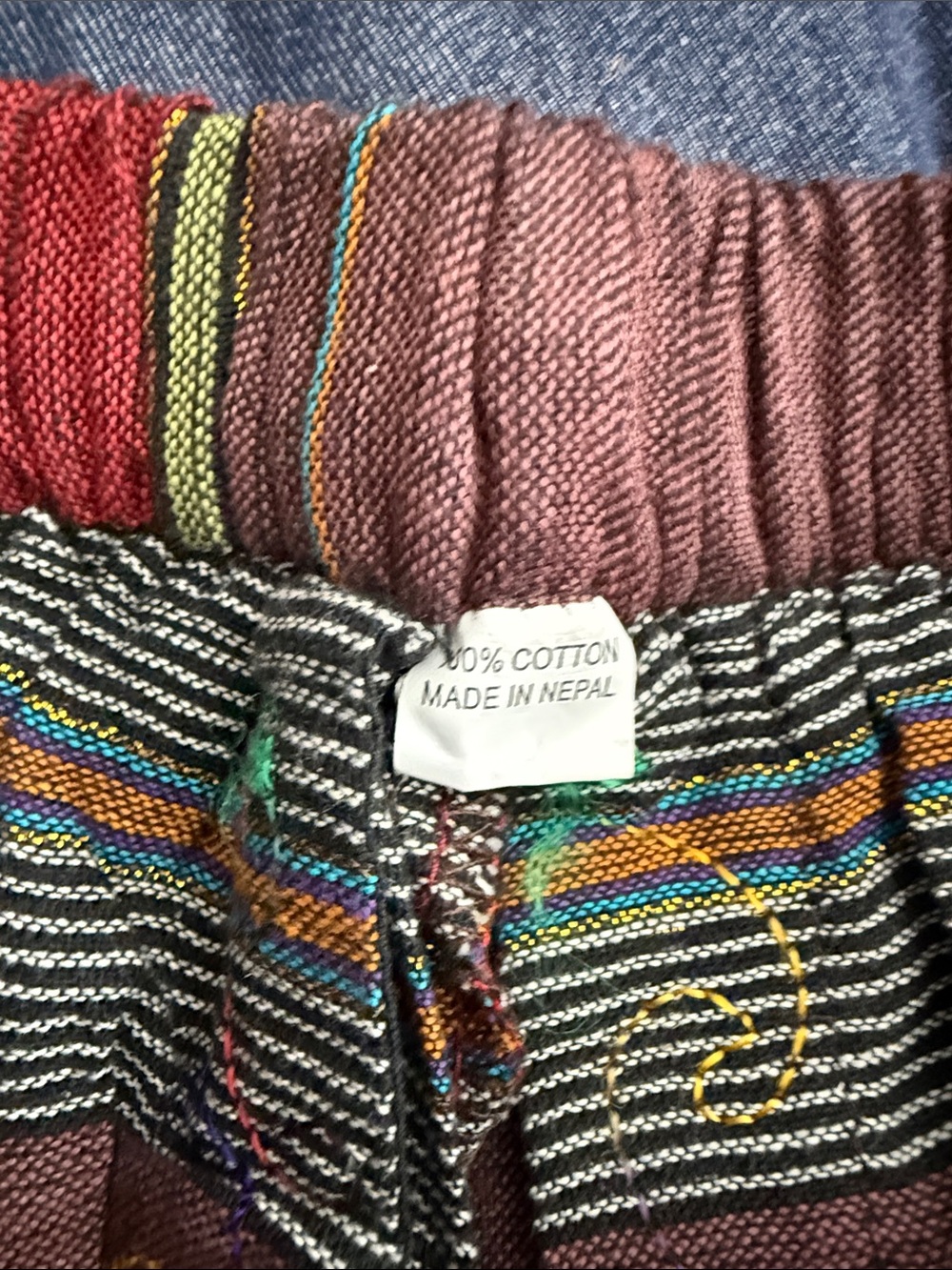 Bohemian Striped Wide-Leg Women’s Pants in Rust & Red - Picture 3 of 7